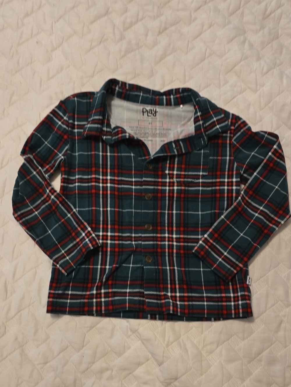 Little Sleepies Green and Red Plaid Button Down Shirt